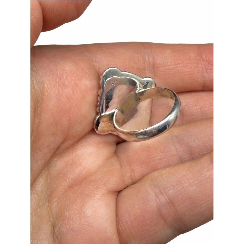 Aurora Fire Opal Ring Size 7 Solid 925 Sterling Silver Pink Aura Stone